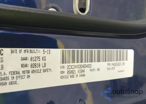 2013 Dodge Charger Sxt from USA, damaged, VIN 2C3CDXHG3DH654833